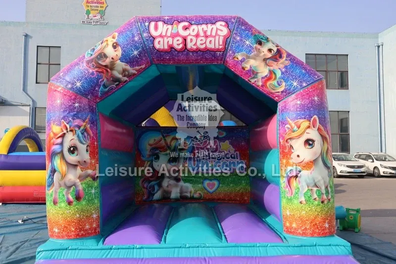 Mini Inflatable Bouncy Castle A Frame Purple Teal With Roof