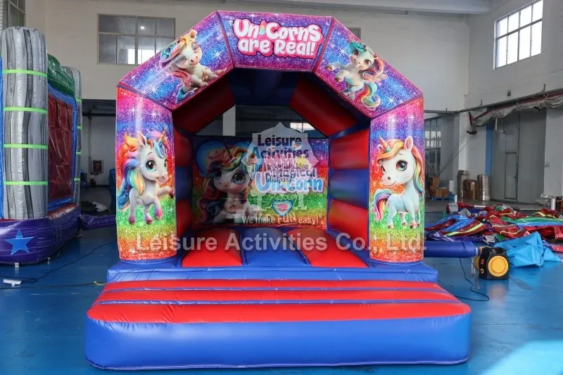 Mini Inflatable Bouncy Castle A Frame Red Blue With Roof
